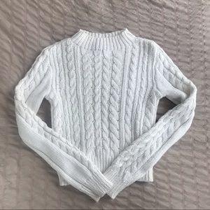 White cable knit sweater